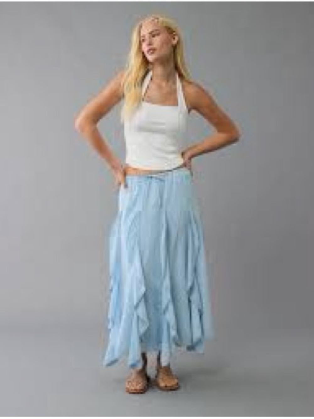 Light Blue Ruffle Maxi Skirt - American Eagle - Picture 3 of 5